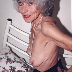Very skinny granny shows off her bare chest